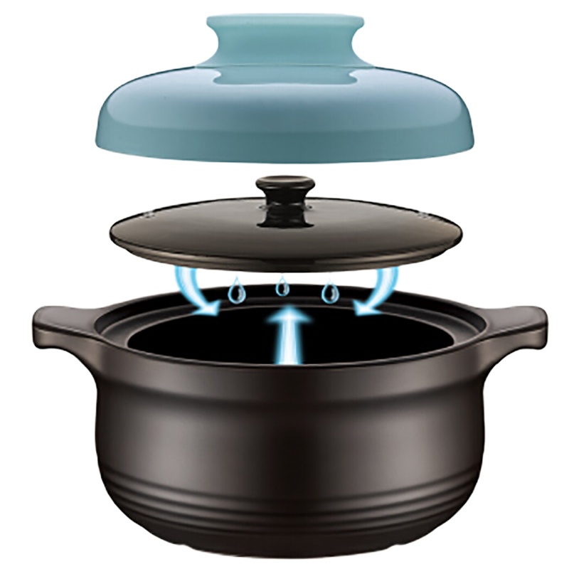 苏泊尔(SUPOR)砂锅石锅盖无双新陶养生煲浅汤煲陶瓷煲3L蓝色TB30H1