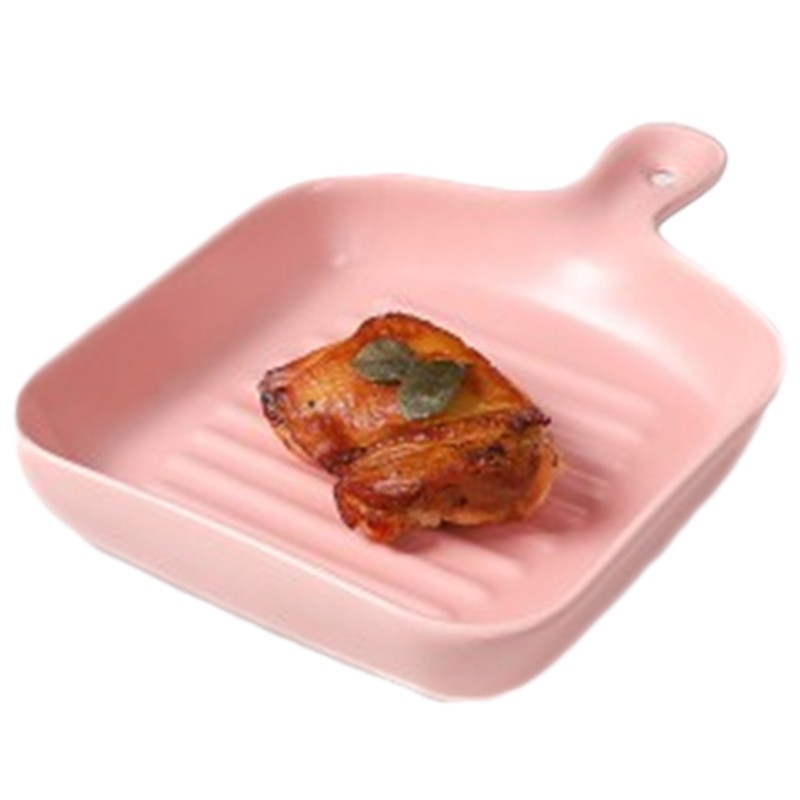 贝瑟斯 粉色糖果色单柄烤盘芝士焗饭盘陶瓷烘焙用具菜盘烤盘餐盘