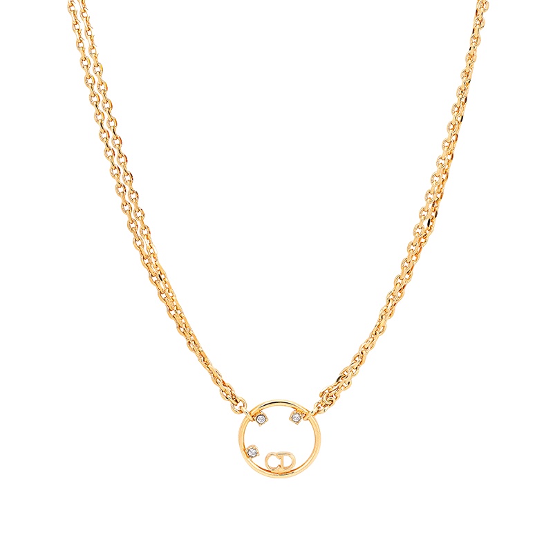 Dior新款项链女款金色双层颈链锁骨链精致项饰