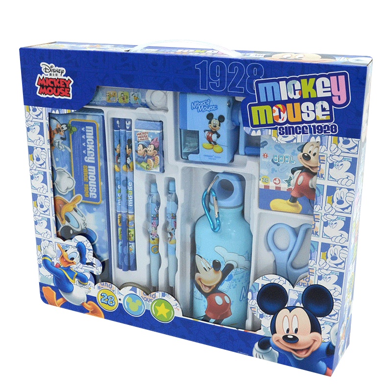 迪士尼文具礼盒 DM0934蓝水壶 铅笔盒套装小学生儿童学习文具大礼物包礼盒奖品 男女孩米奇学习用品套装 幼儿园生日礼品