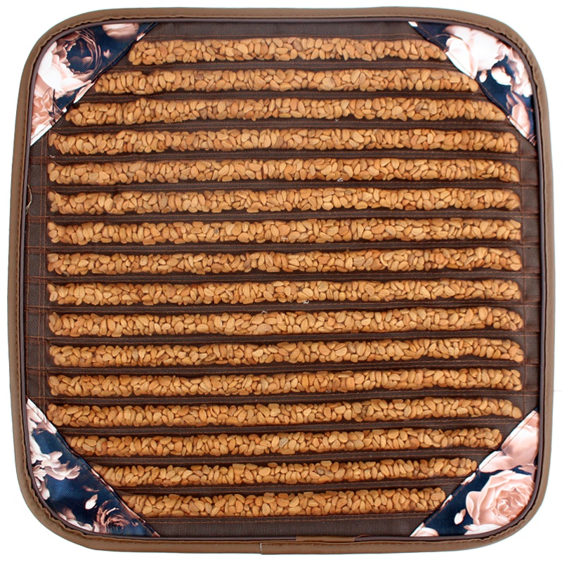 爱罗威[咖啡色四角印花单片]山楂籽坐垫夏季凉垫无靠背单个驾驶座透气坐垫免绑通用座垫