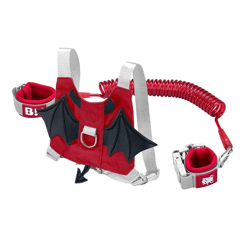 儿童防走失带牵引绳宝宝防丢绳防丢失背包防走丢手环溜娃 红天使[布绳]