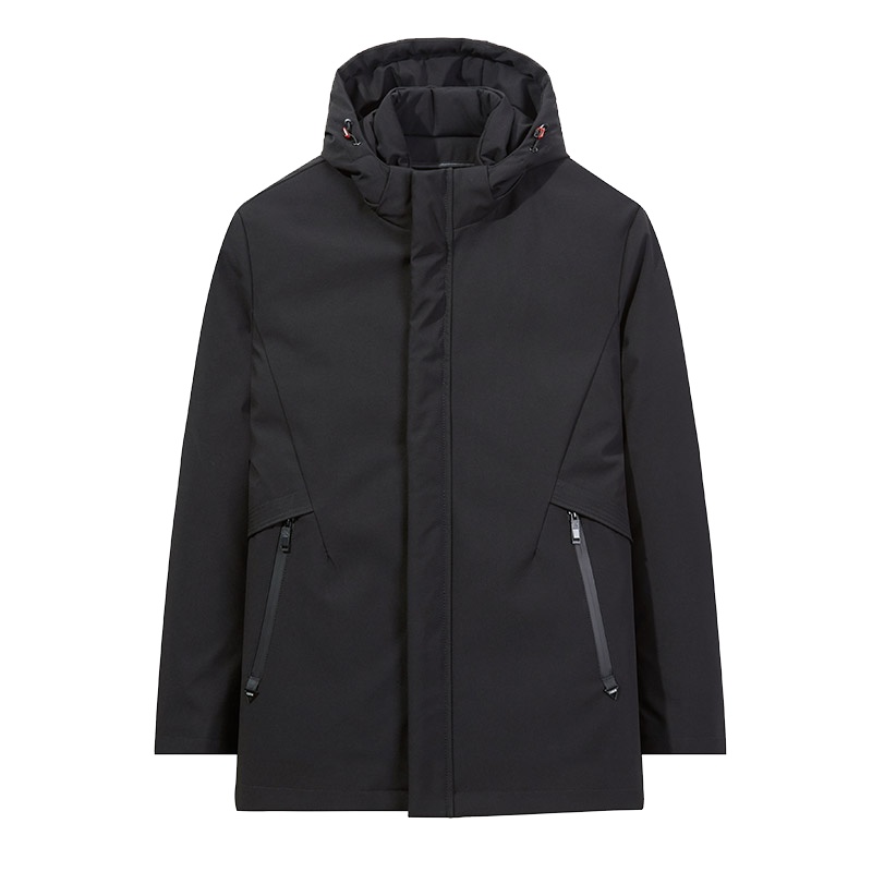 花花公子秋冬新款基础商务运动侧袋中长男士羽绒服