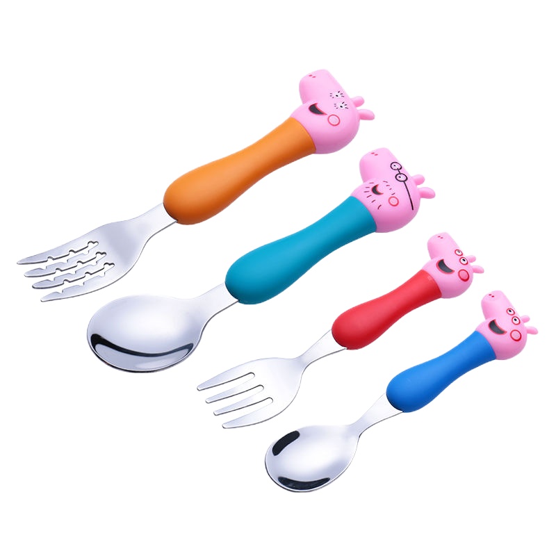全家福套装(不带礼品盒) 304不锈钢儿童宝宝小猪宝宝卡通婴儿防烫刀叉勺叉子餐具礼盒套装