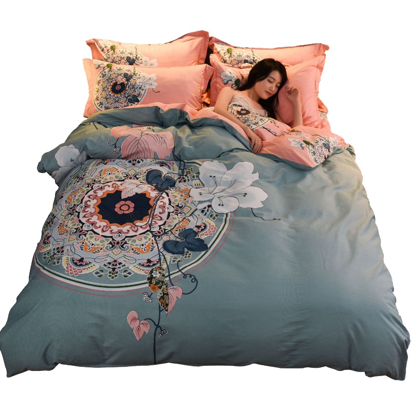 珐岚蒂春夏新款高支高密纯棉四件套床单被套床笠款床上用品