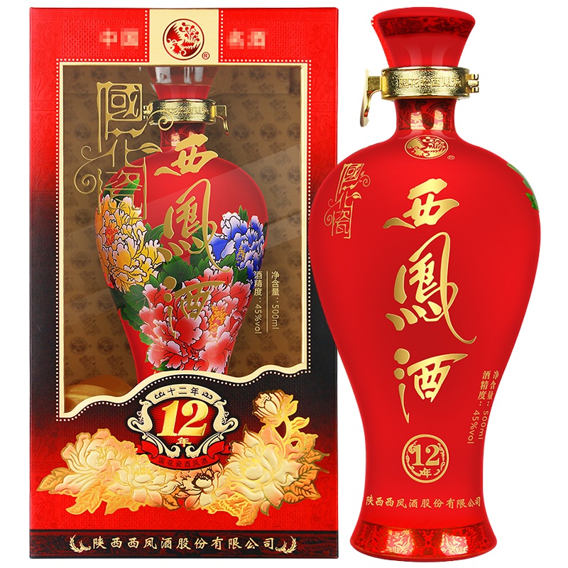 西凤 国花瓷12年 45度 500ml 单瓶 凤香型 白酒