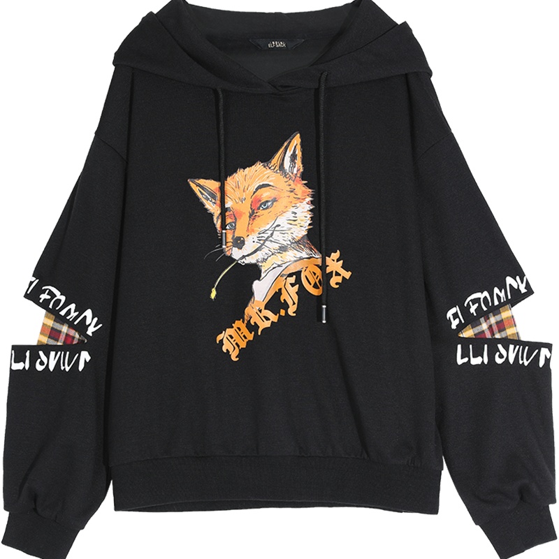 妖精的口袋印花格子拼接卫衣2019秋冬季新款女ins韩版宽松上衣潮