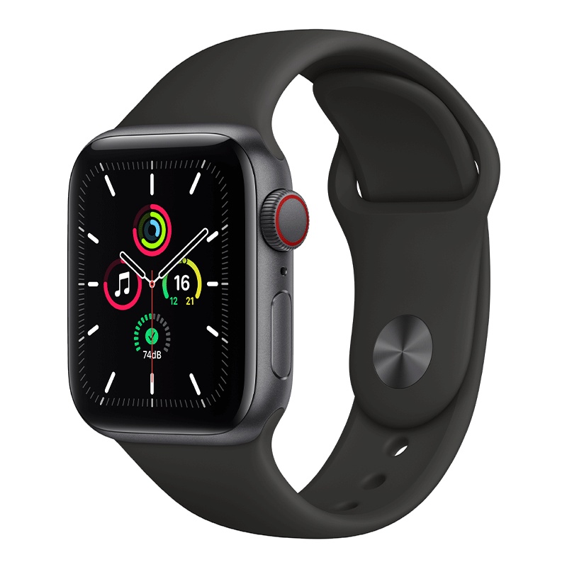 MKR33CH/A Apple Watch SE 40毫米 GPS+蜂窝版 深空灰色铝金属表壳风暴黑配灰色回环式运动表带