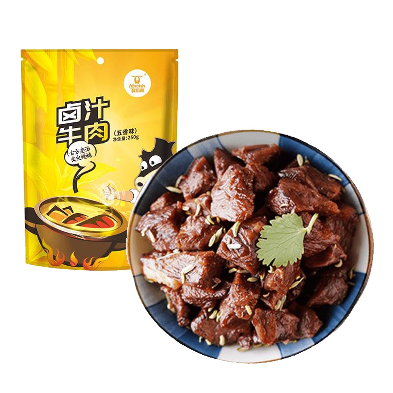 科尔沁 休闲肉脯零食 卤汁牛肉 五香味 250g 内蒙古特产