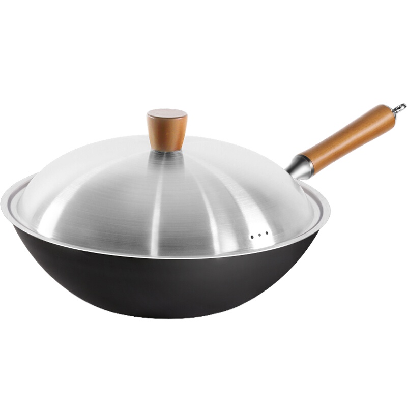 炊大皇极铁锅30cm炒锅家用炒菜锅高纯极铁轻油健康无涂层平底锅电磁炉燃气煤气灶明火通用