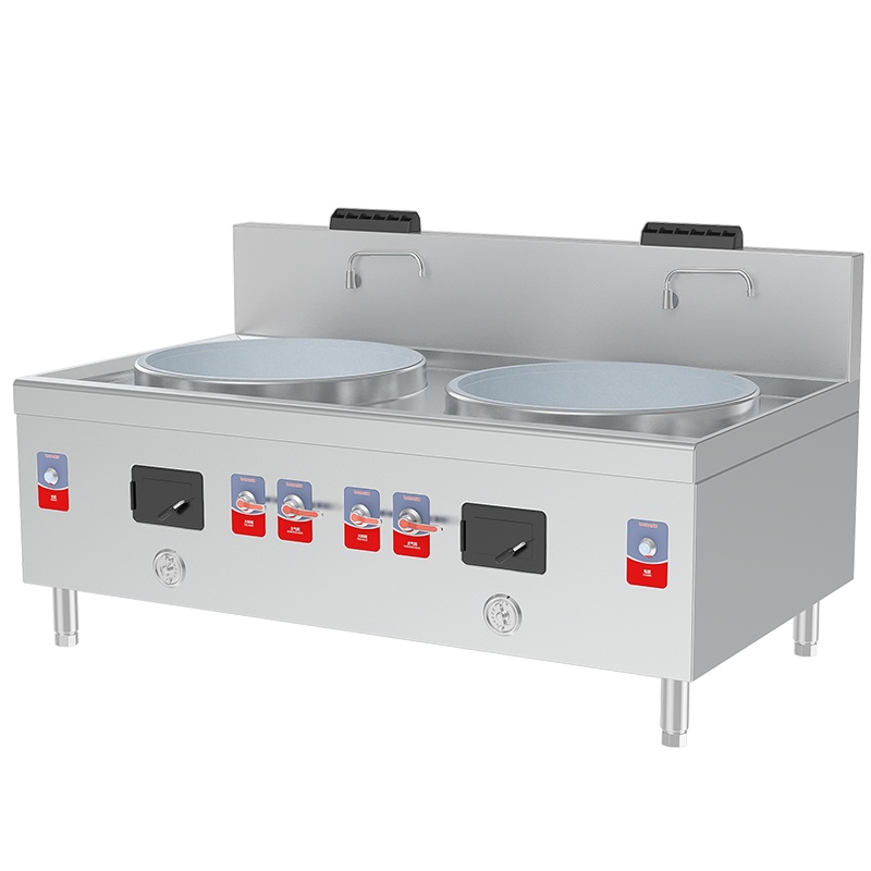 乐创(Lecon)商用燃气双头大锅灶 1000型锅径1000 天然气/液化气可选酒店厨房企业炒灶 LC-J-DD1002