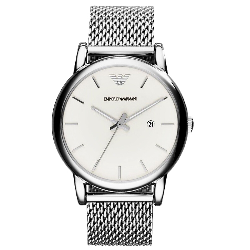 阿玛尼手表 男款休闲时尚日历计时圆盘石英腕表 AR1812 银色