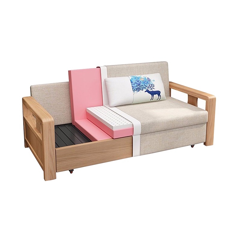 塞纳春天 沙发 沙发床 多功能北欧可折叠实木沙发床 客厅小户型双人1.5米两用布艺沙发 精品家具