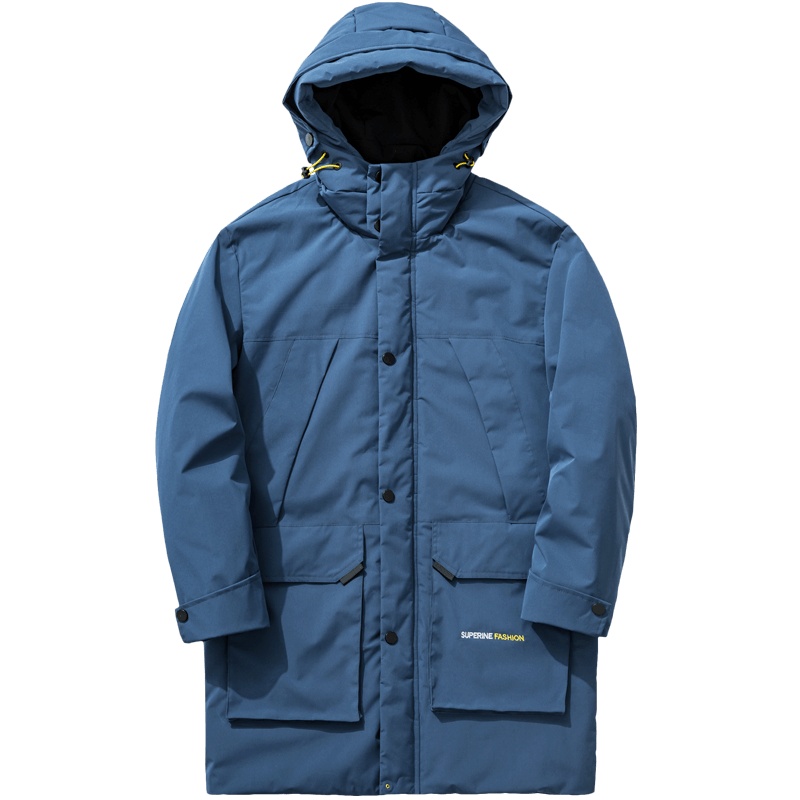 千纸鹤男装中长款羽绒服外套2019冬季新款连帽潮流工装外套60199