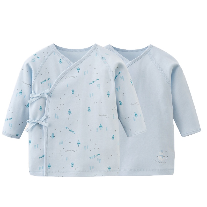 丽婴房婴儿衣服新生儿内衣男女宝宝纯棉六条带上衣两件装秋新