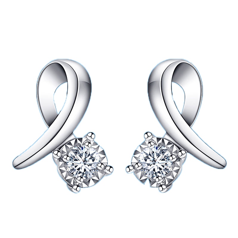 GZUAN古钻珠宝 芳心 18K金显钻时尚钻石女士耳钉耳饰 E1818