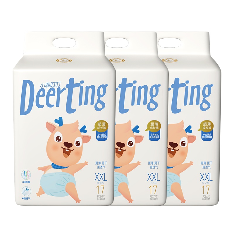 小鹿叮叮 超薄婴儿拉拉裤XXL51片透气尿不湿宝宝干爽训练裤秋冬款