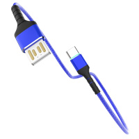 [以换代修]ASPOR LED指示灯Type-C手机数据线 充电线1M快充2.4A电源线 平板手机通用 深蓝色尼龙不易断