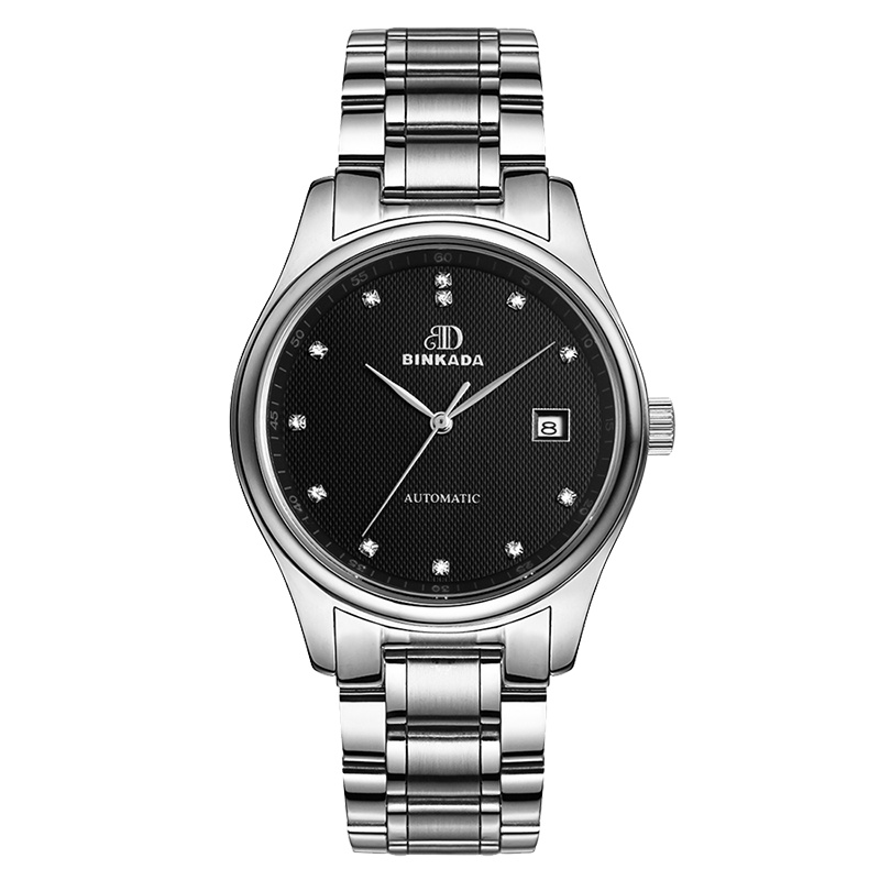 正品宾卡达BINKADA自动机械表 男士手表男表钢带休闲商务腕表名匠镂空防水7001N间金钢