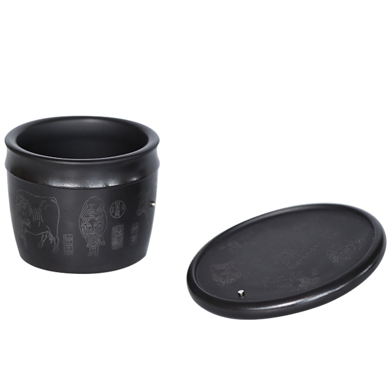 蕙韵 五牛图套杯 宜兴紫砂茶具 石红泥茶杯套组 自用送礼两宜180cc