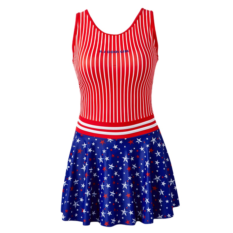 号手泳衣女平角休闲运动时尚温泉沙滩泳装女学生保守儿童连体裙式