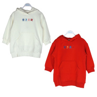 Moomoo/莫莫童装790627女中大童2020春新装图案刺绣连帽长款卫衣