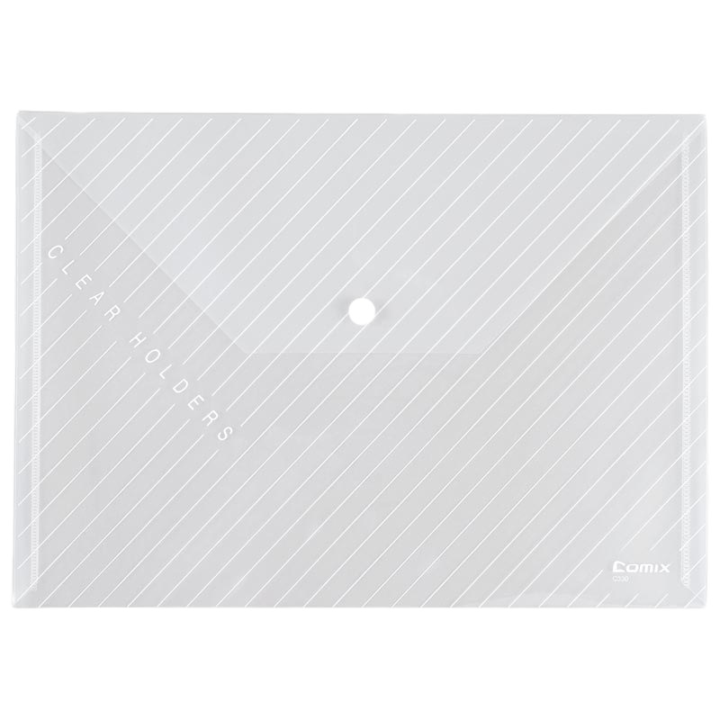 齐心 C330 办公必备A4透明按扣袋 条纹10只装 白(单位:套)