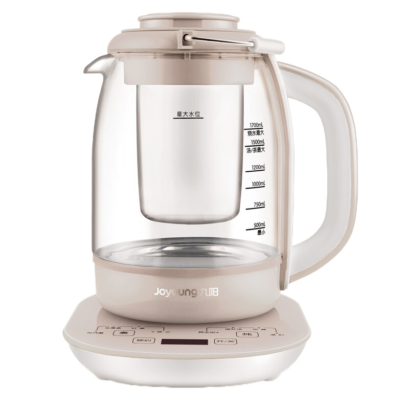九阳（Joyoung）养生壶带过滤网炖盅家用多功能钢化玻璃电热水壶1.7L煮茶壶K17-D08