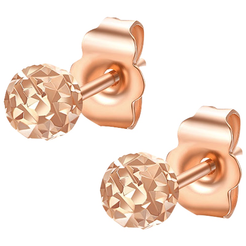 佰色传情(BRIR)18k玫瑰金耳钉耳环女小豆豆简约750彩金圆球耳饰