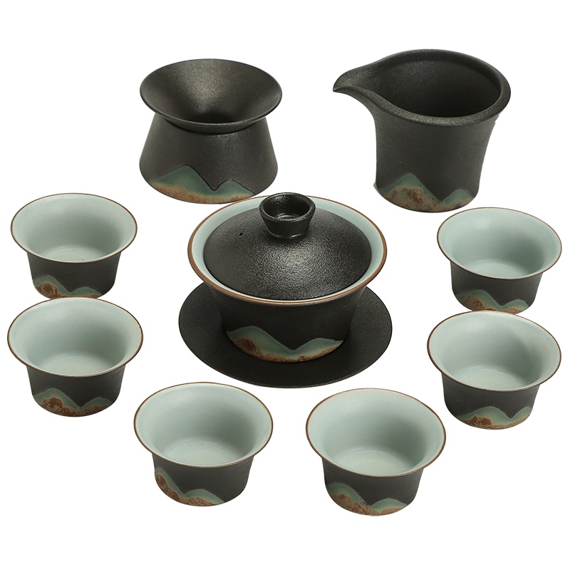苏氏陶瓷(SUSHI CERAMICS)茶具套装手绘釉画彩三才盖碗款功夫茶具礼盒套装