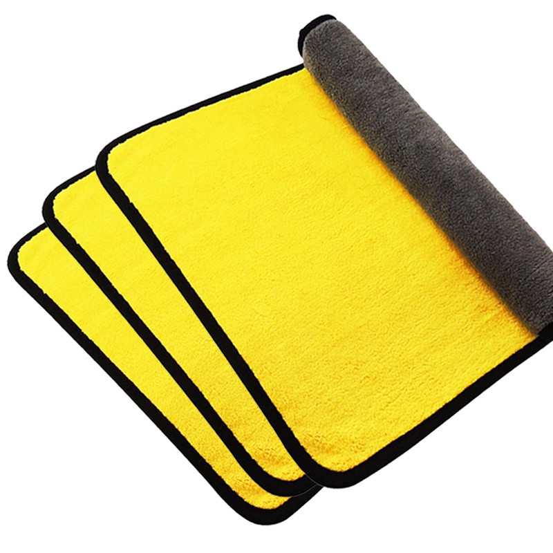3条装威士曼双色双层加厚款洗车毛巾擦车布专用巾30*60cm磨绒不留痕擦无痕汽车抹布大洗车擦玻璃保洁毛巾吸水不掉毛