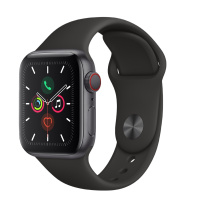 Apple Watch Series 5智能手表(GPS+蜂窝款 44毫米深空灰色铝金属表壳 黑色运动型表带 MWWE2CH/A)