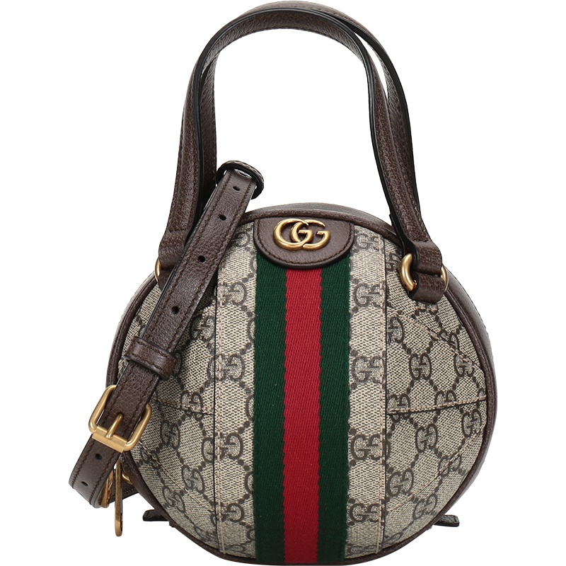 GUCCI 古驰 女士 Ophidia系列人造帆布配皮手提单肩斜挎包球形包迷你款 574794 96I3T
