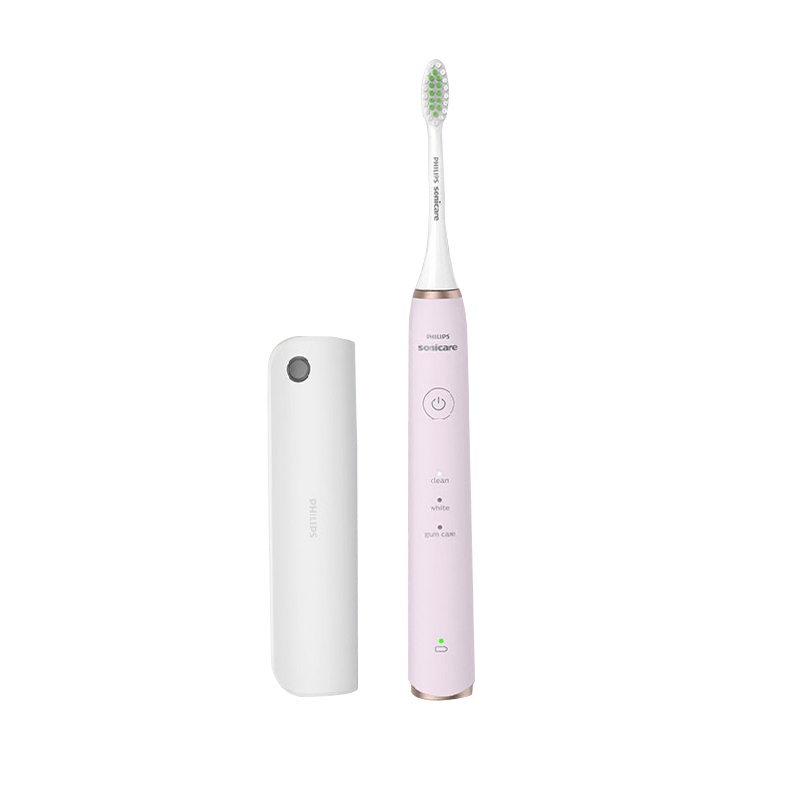 飞利浦(Philips)电动牙刷 成人声波震动式 男女充电式亮白牙刷 3大模式 配紫外线杀菌旅行盒 蔷薇粉色HX2461