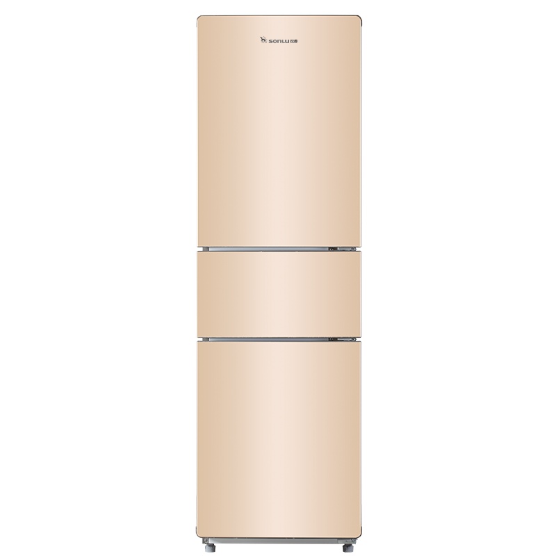 双鹿210升三门家用冰箱 风冷无霜 节能低噪 三门三温区 租房 宿舍 玫瑰金 BCD-210WTYD