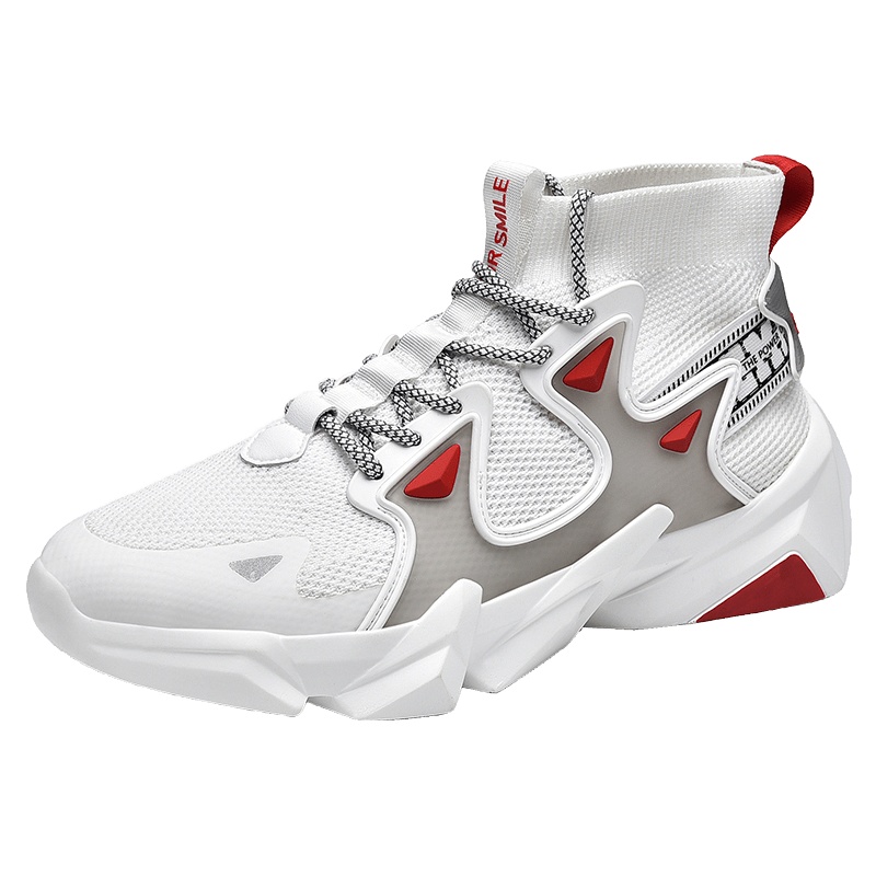 高帮男鞋夏季2020新款鞋子男潮鞋百搭休闲透气飞织篮球男士运动鞋
