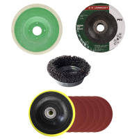 [苏宁自营]工蜂 AC0T011S角磨机附件必备羊毛轮*1百叶轮*1钢丝刷*180目砂纸*5自粘盘*1