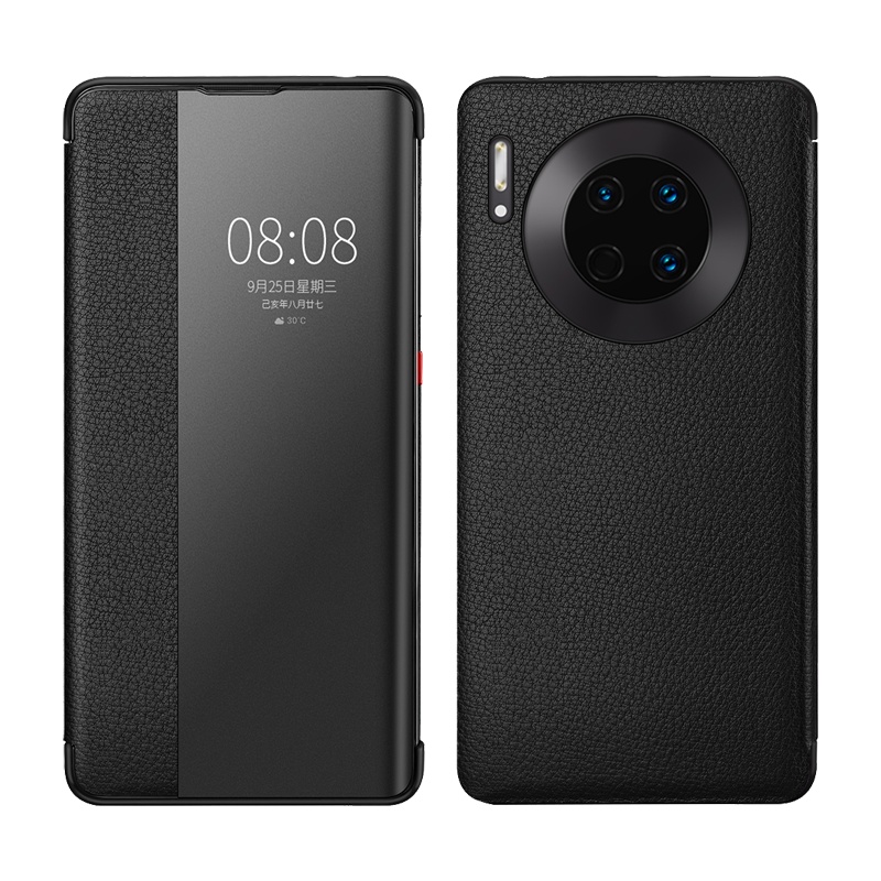 魅爱琳 华为Mate30手机壳 MATE30 Pro保护套 5G版外壳 全包商务真皮牛皮开窗皮套 翻盖智能休眠轻薄手机套