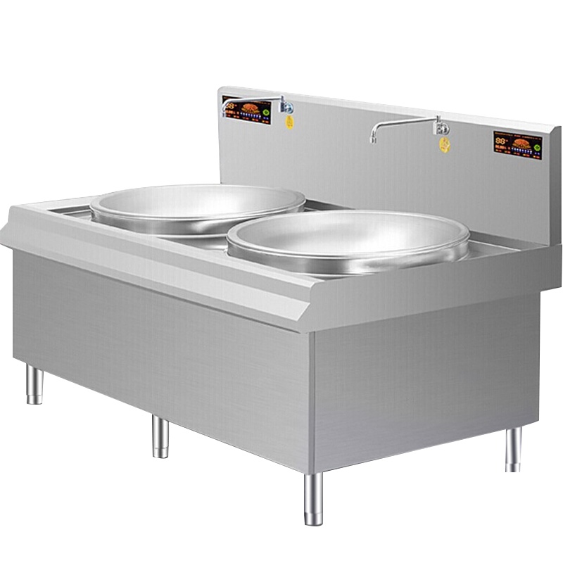 德玛仕(DEMASHI)商用电磁炉大锅灶学校单位食堂炒菜炉灶20kw双头电灶台HW-SDC20C-08(201材质)