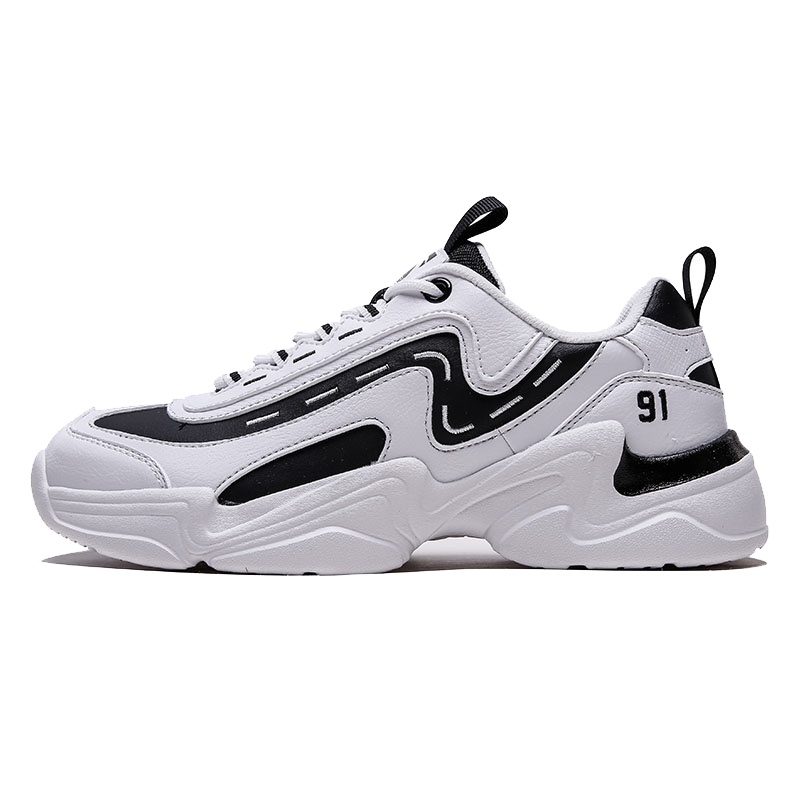 安踏运动鞋老爹鞋2019夏新款女鞋60th纪念款休闲鞋小白黑色经典复古鞋女鞋跑步鞋