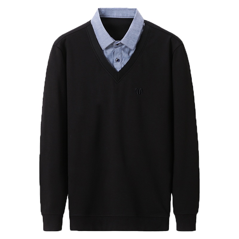 恒源祥男士针织衫2020新款男假两件毛衣秋冬季休闲潮款男装打底衫