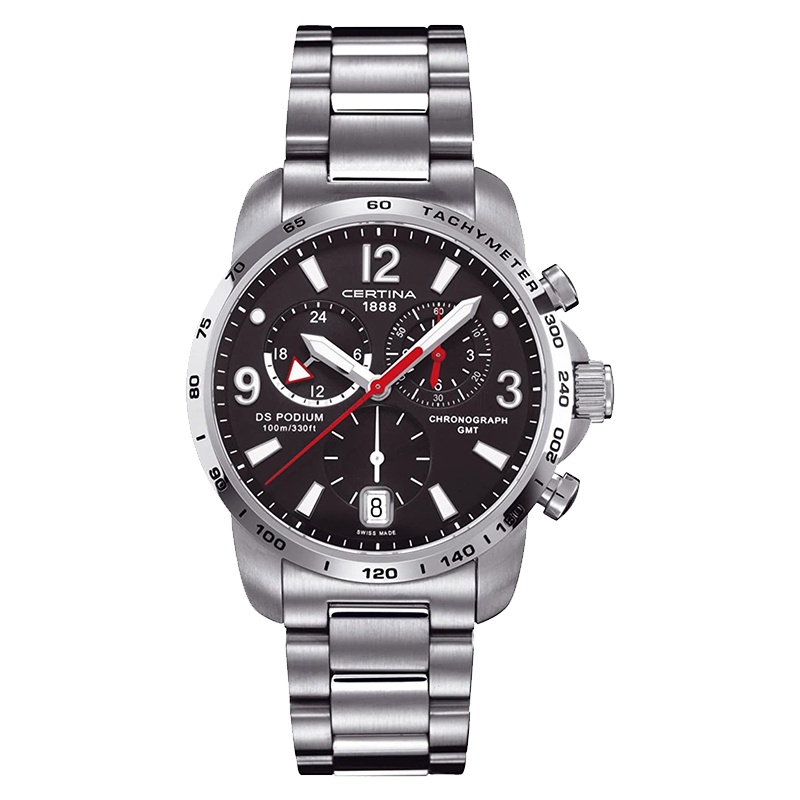 雪铁纳(CERTINA)瑞士手表 运动元素系列石英计时表男士腕表 42mm黑盘 C001.639.16.057.00