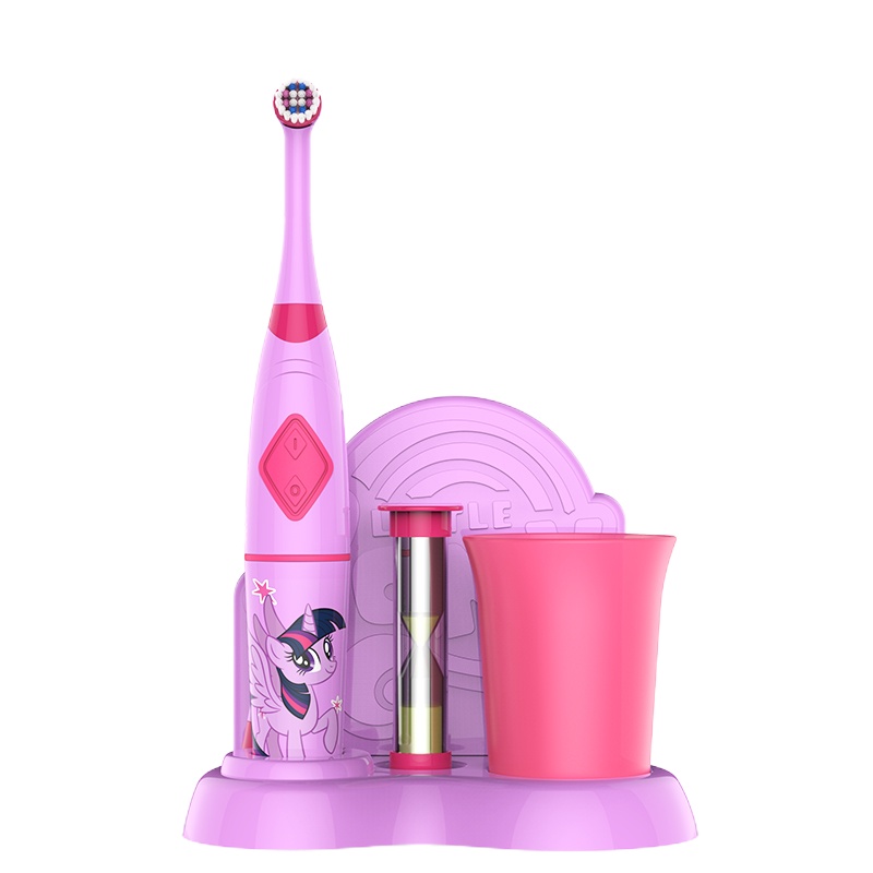 小马宝莉 儿童电动牙刷 3D旋转软毛宝宝牙刷 3-12岁 PC1701 礼盒装 紫色