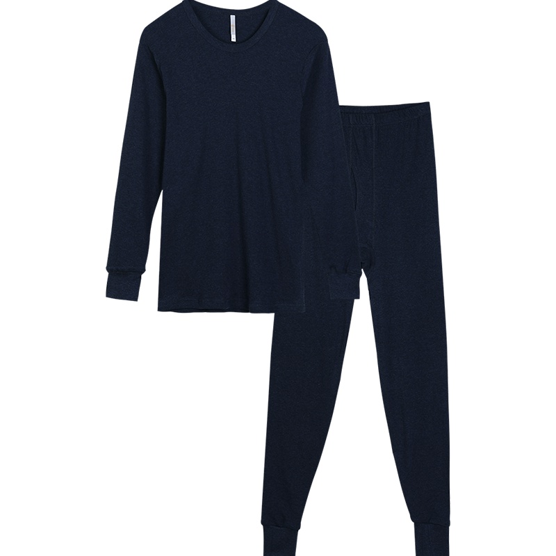 红豆(HODO)情侣秋衣秋裤 男士纯棉色纺打底套装 全棉女士圆领基础保暖内衣