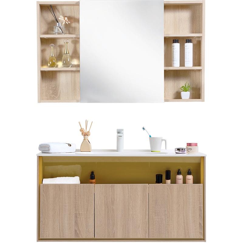 欧路莎浴室柜组合现代简约实木多重收纳挂墙式防水卫生间洗脸盆台盆组合OLS-NL003W