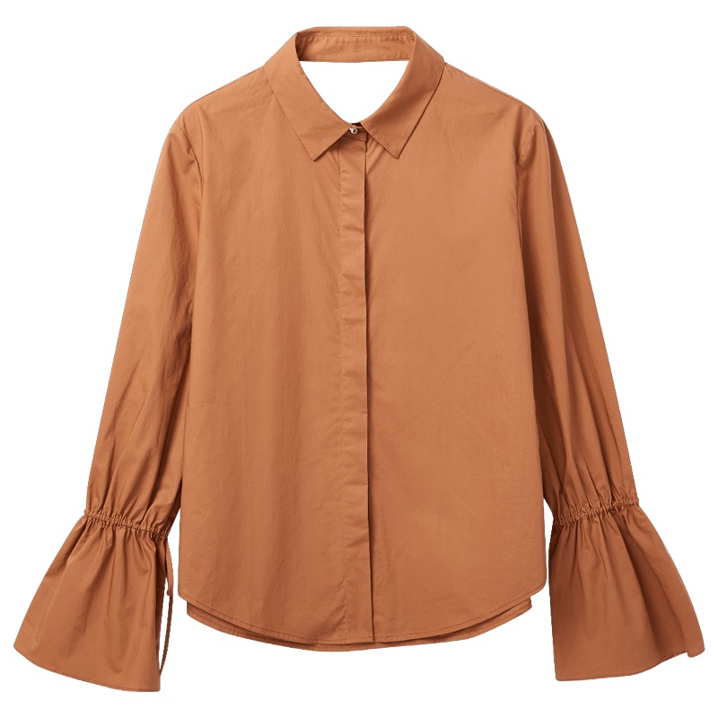 2019爱居兔秋季女装 微喇袖口长袖休闲衬衫