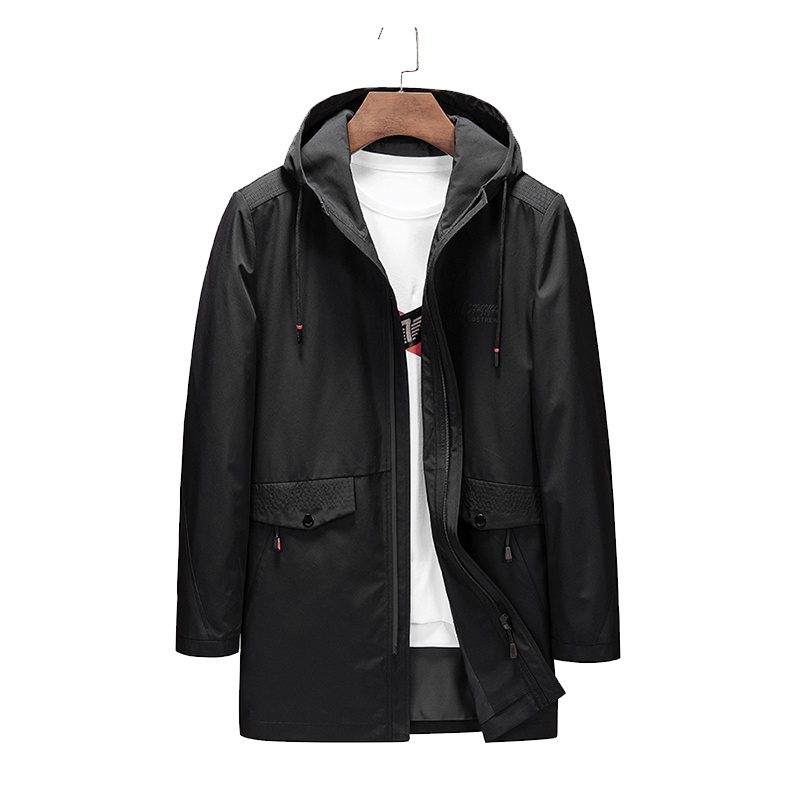 雅鹿男装男士风衣秋季新品休闲百搭中长款连帽防风外套10519031