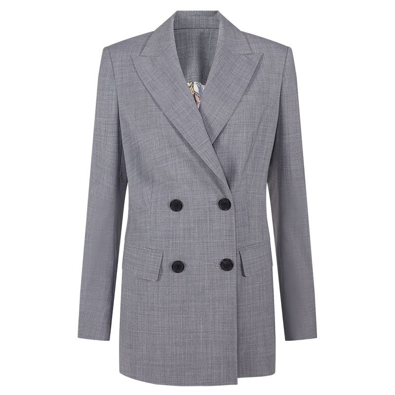 ERDOS/鄂尔多斯【王室森林】21年春夏格纹绵羊毛女外套女士西服