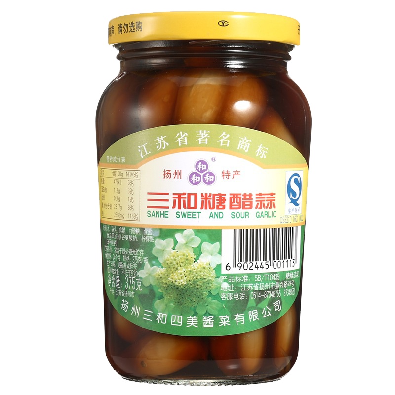 [中华特色馆]高邮馆扬州三和四美酱菜 糖醋蒜1瓶 375克 华东