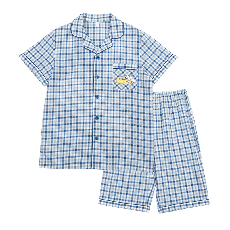 红豆男童夏装家居服套装2020新款儿童宝宝短袖简约舒适纯棉家居服套装H0J3121